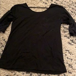 black, detail sleeve top